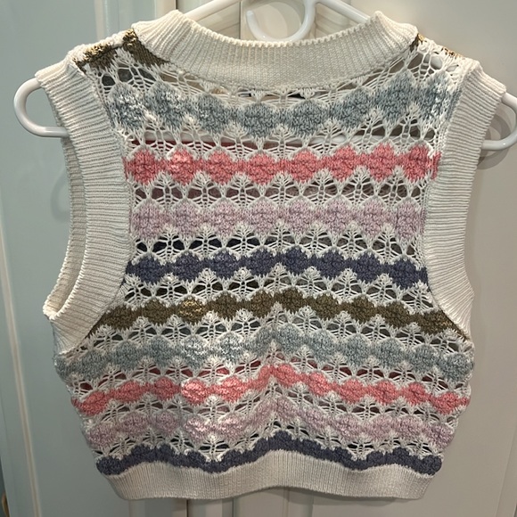 Zara Crochet Boho Striped Vest - Picture 5 of 5
